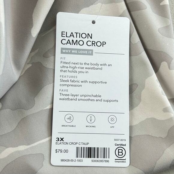 NWT Athleta Elation Camp Crop Gray Compression Leggings Sz 3X - Picture 5 of 7